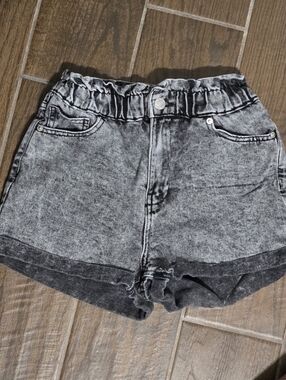 High-Rise Washed Black Women’s Denim Shorts